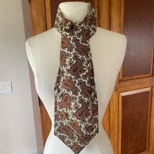 1970s vintage silk ascot paisley cream red gold